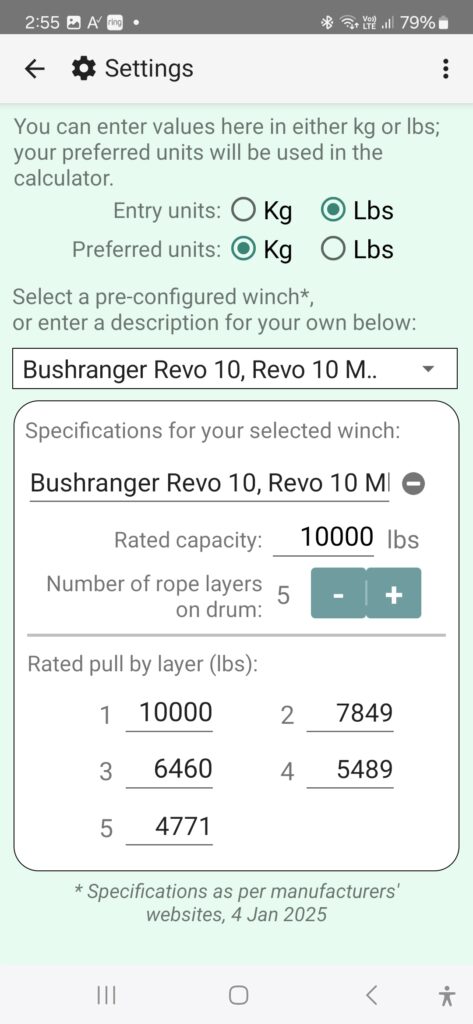 Settings page